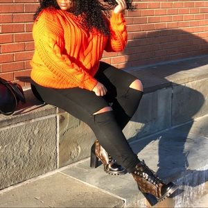 H&M orange cable knit crew neck sweater